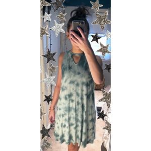 Green Tie-Dyed Dress